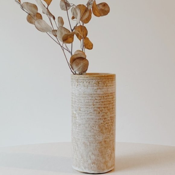 Vintage Wheel Thrown Tall Clay Vase Tumbler
